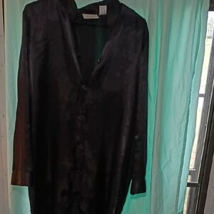 Kim Rogers Black Satin Pajama Top